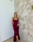 Gabbi, Wine Ruffled Gown