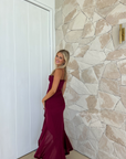 Gabbi, Wine Ruffled Gown