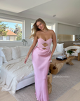 Halle Strapless Dress, Dusty Pink