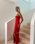 Red Double Time Pleat Dress