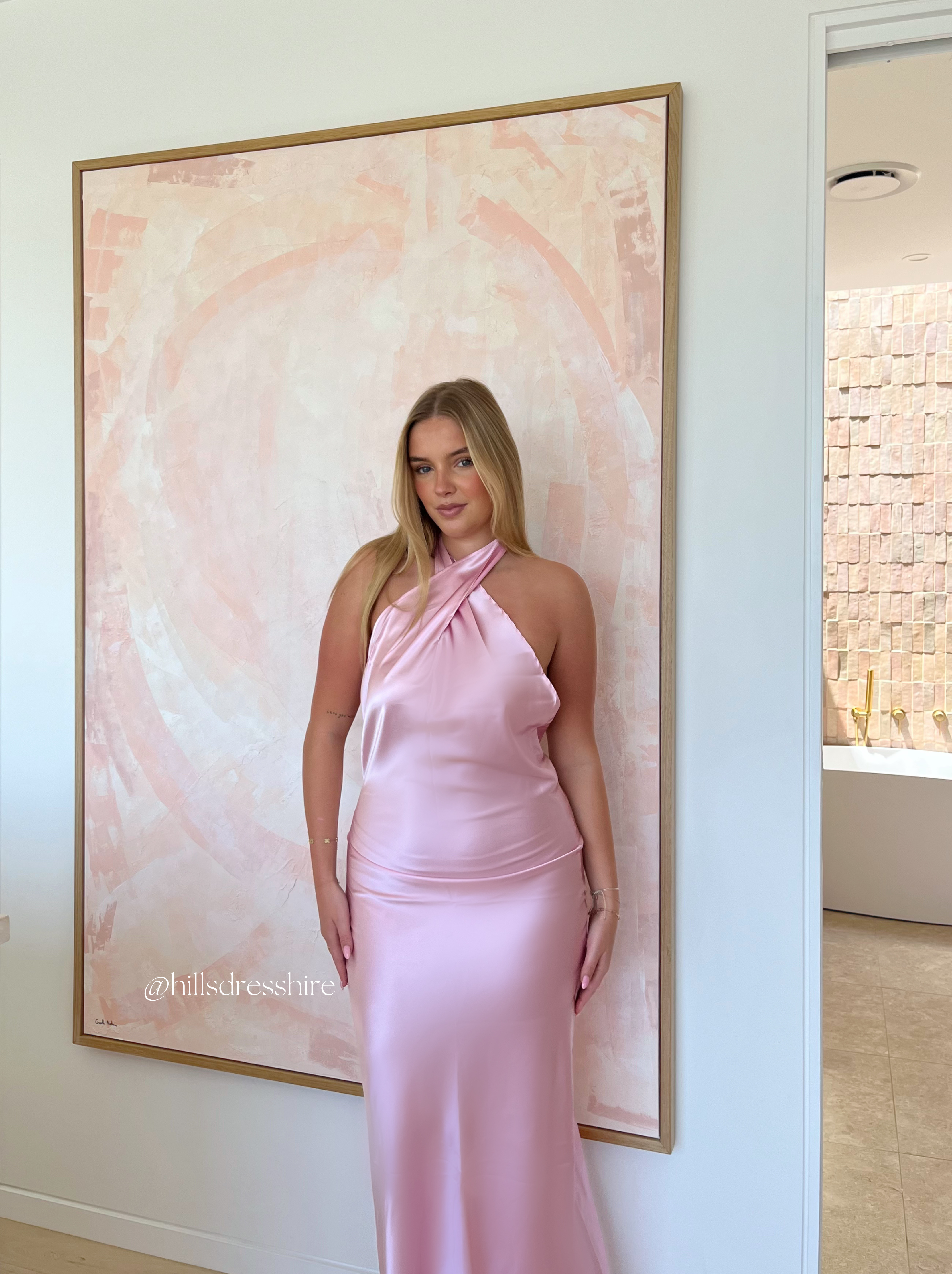 Light Pink Crossover Maxi – Hills Dress Hire