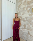 Gabbi, Wine Ruffled Gown