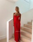 Red Double Time Pleat Dress