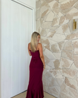 Gabbi, Wine Ruffled Gown