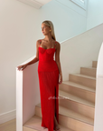 Red Double Time Pleat Dress