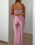 Halle Strapless Dress, Dusty Pink