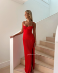 Red Double Time Pleat Dress