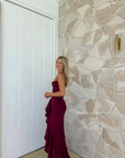 Gabbi, Wine Ruffled Gown