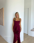Gabbi, Wine Ruffled Gown