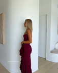 Gabbi, Wine Ruffled Gown