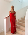Red Double Time Pleat Dress