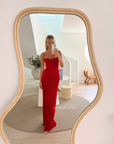 Red Double Time Pleat Dress
