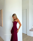 Gabbi, Wine Ruffled Gown