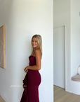 Gabbi, Wine Ruffled Gown