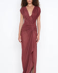 Leia Drape Maxi Dress, Rust