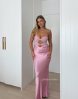 Halle Strapless Dress, Dusty Pink