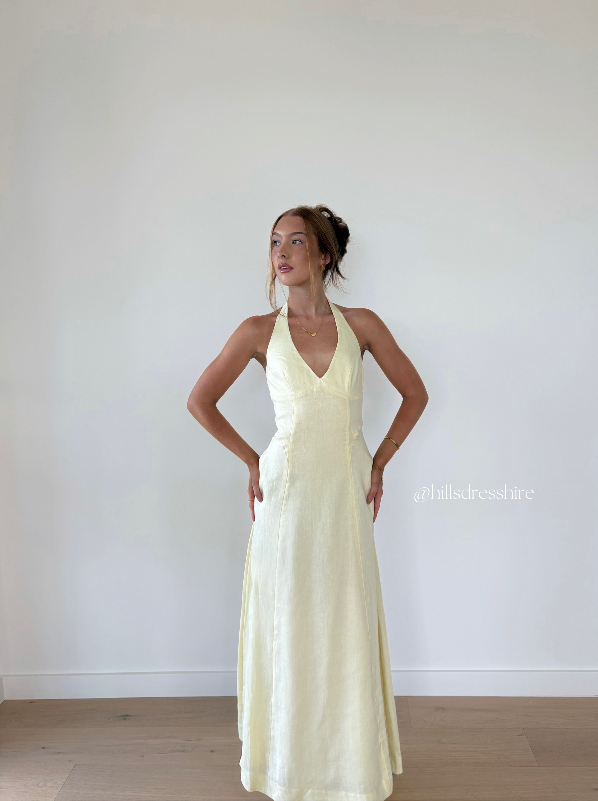 Tahiti Halter Maxi Dress, Lemon Sorbet