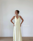 Tahiti Halter Maxi Dress, Lemon Sorbet