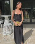 Black Double Time Pleat Dress