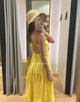 Ex-Hire: Linen Tiered Dress Yellow