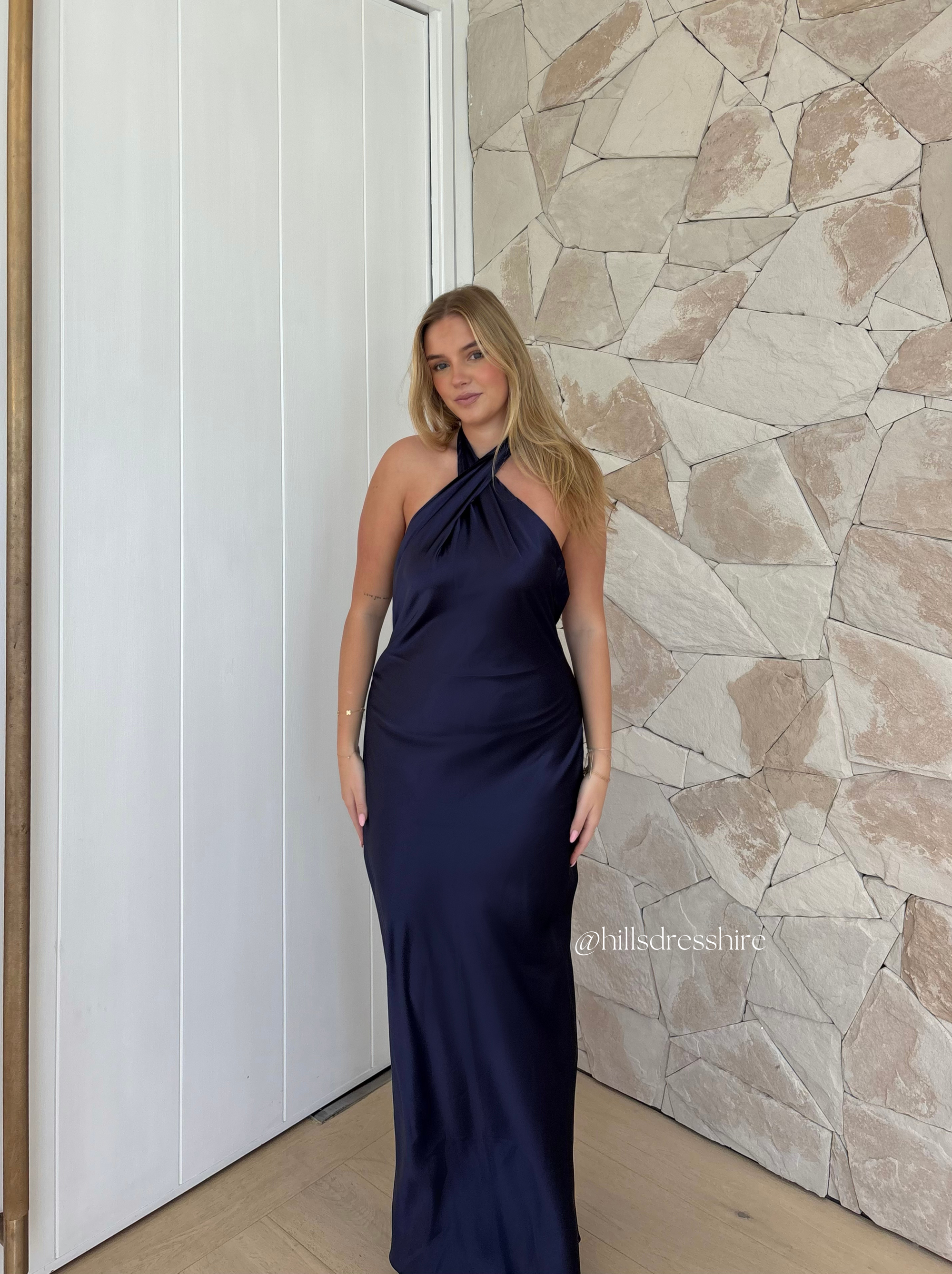 Navy Crossover Maxi – Hills Dress Hire - Main Image