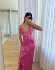 Ex-Hire: Sapphire Sequin Dress | Fuschia