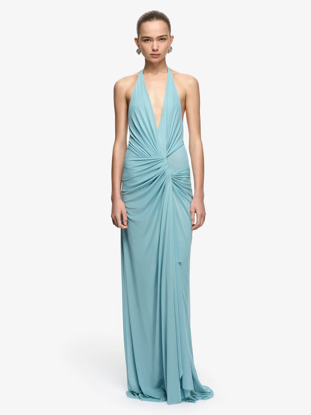 Xanthi V Neck Maxi Dress | Bermuda Blue