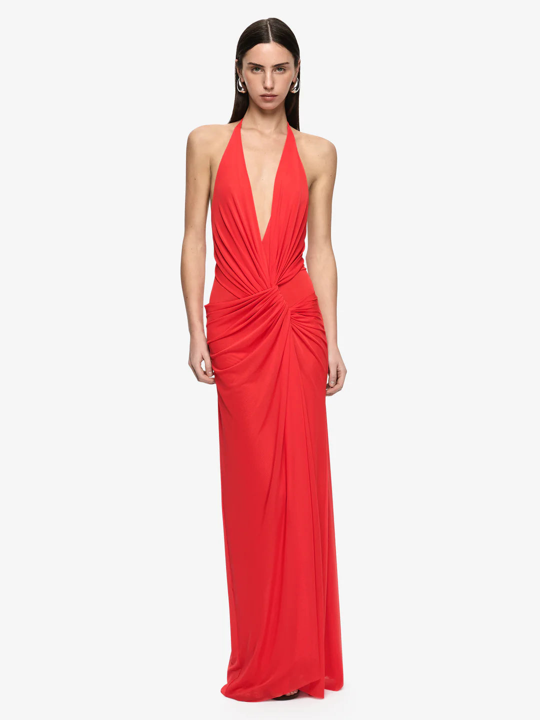 Xanthi V Neck Maxi Dress | Flame Red