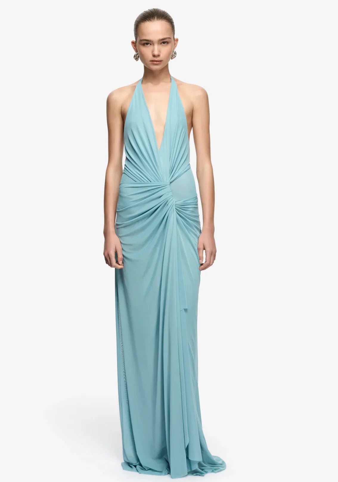 Xanthi V Neck Maxi Dress | Bermuda Blue
