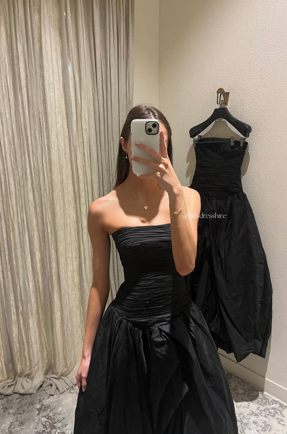 Black Bubble Hem Maxi Hills Dress Hire